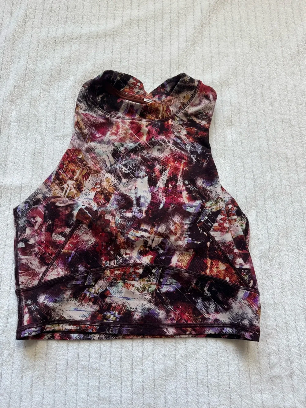lululemon athletica Multicolor Abstract Racerback Sports Bra with Rust Mesh